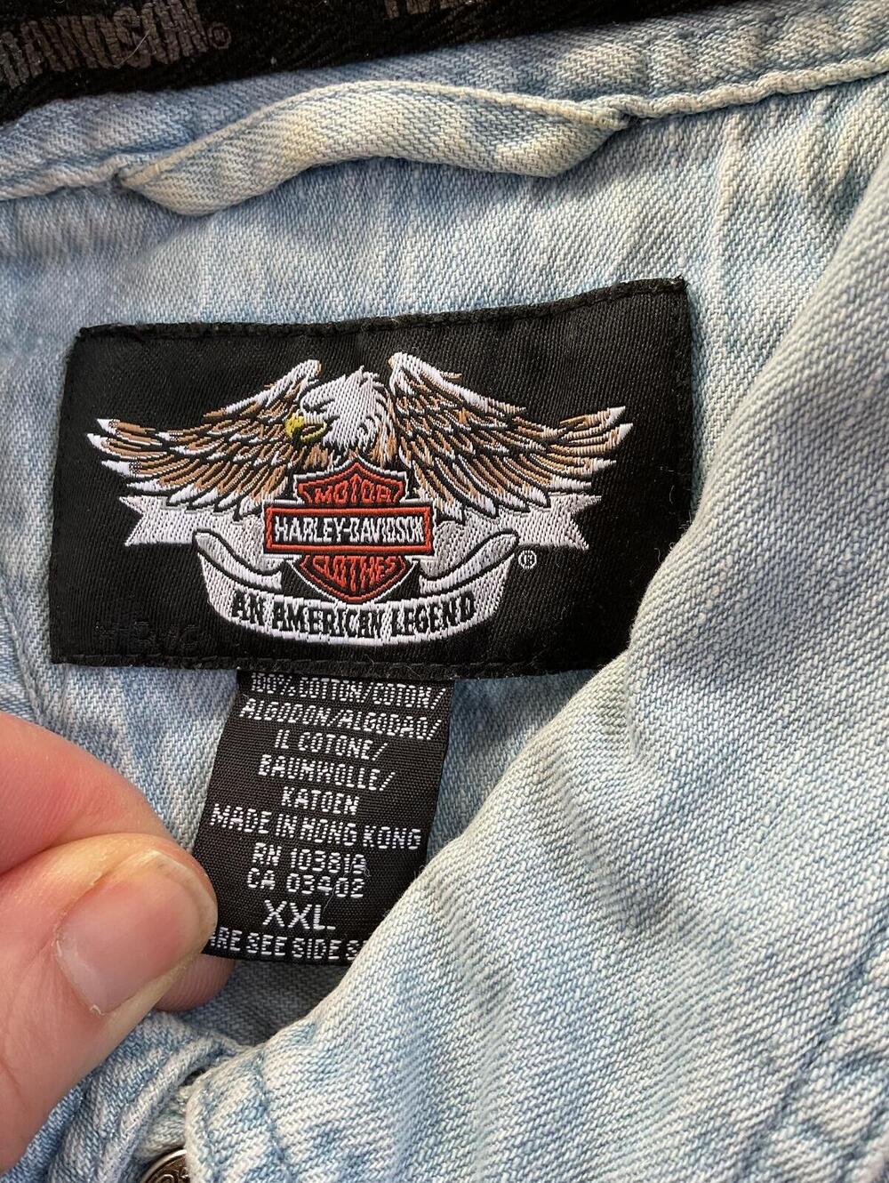Harley-Davidson Men's Denim Sleeveless Blowout Shirt Vest - XXL - Picture 4 of 5